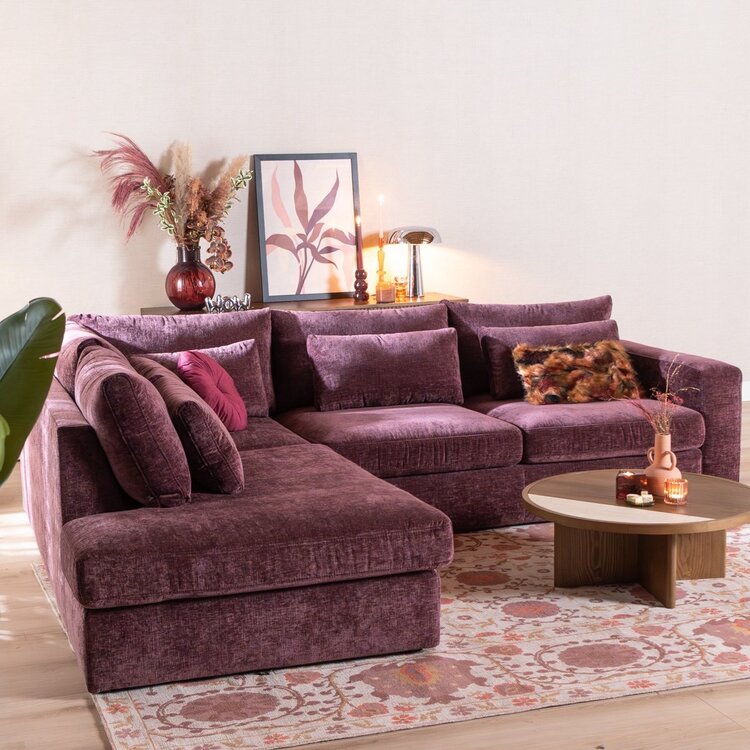 Canapé d’angle Kyle gauche chenille violet