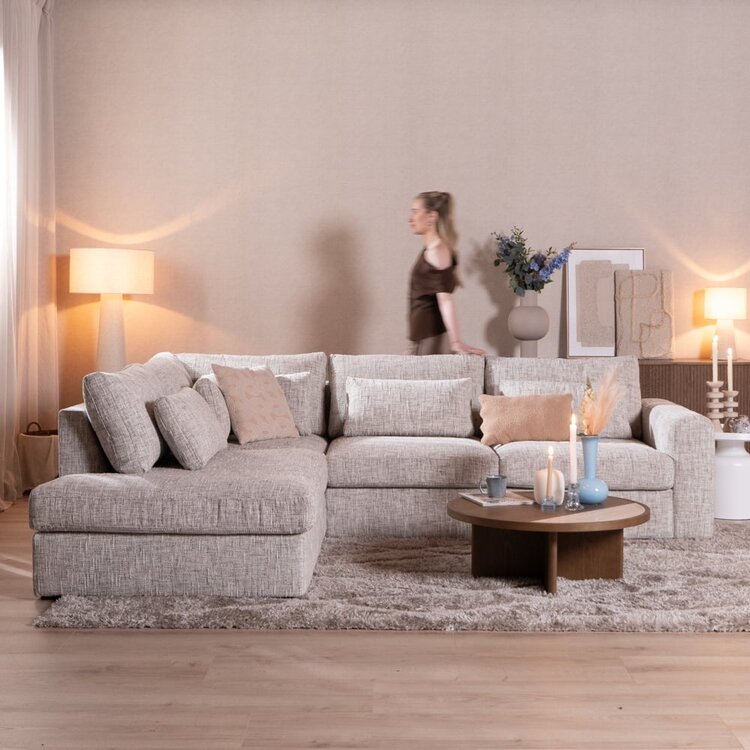 Canapé d’angle Kyle gauche chenille sand grey