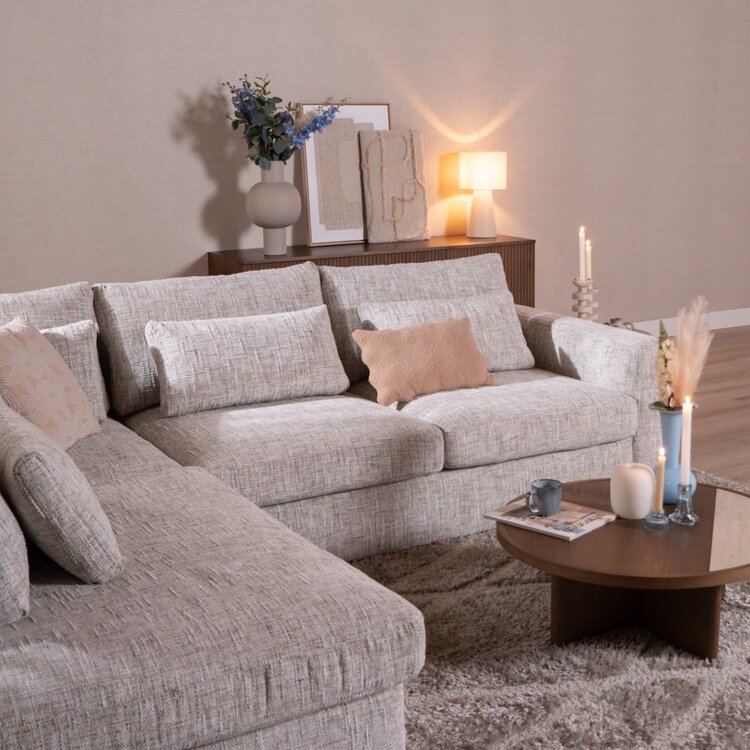 Canapé d’angle Kyle gauche chenille sand grey