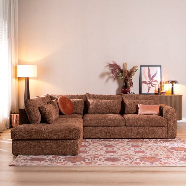 Canapé d’angle Kyle gauche chenille rouge