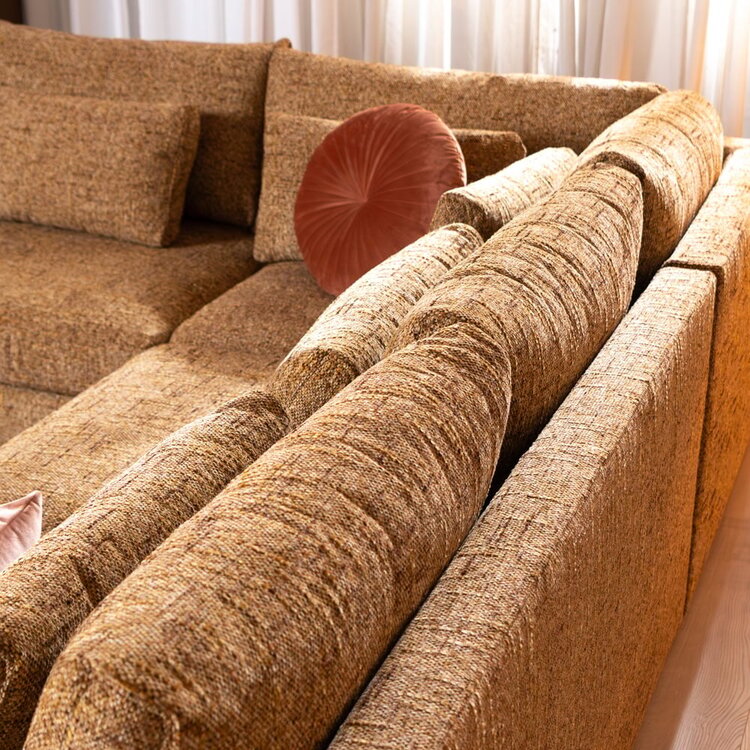 Canapé d’angle Kyle gauche chenille jaune ocre