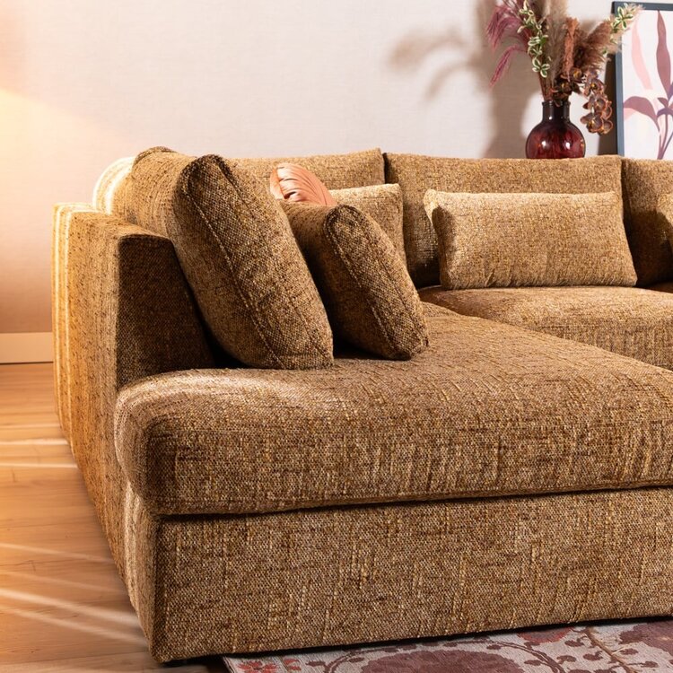 Canapé d’angle Kyle gauche chenille jaune ocre