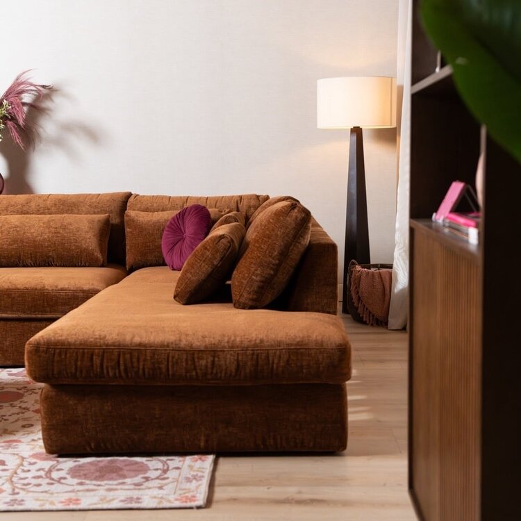 Canapé d’angle Kyle droit chenille cuivre