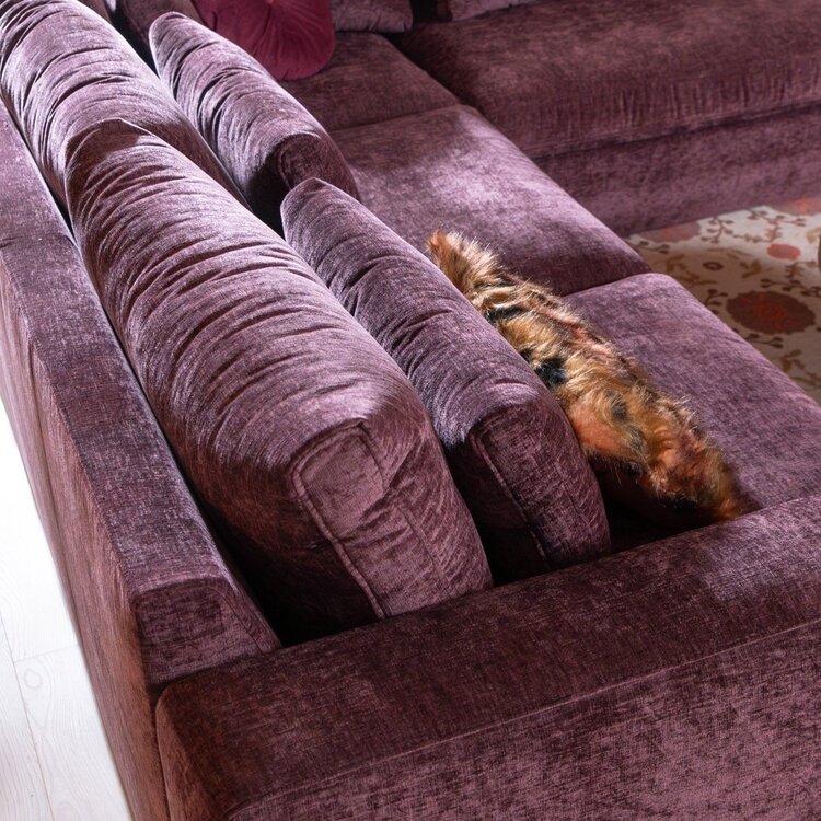 Canapé d’angle Kyle droit chenille violet