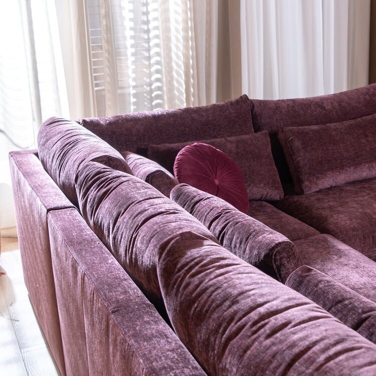 Canapé d’angle Kyle droit chenille violet