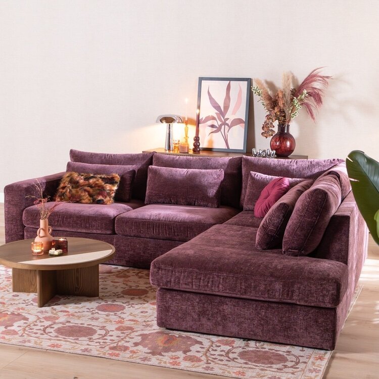 Canapé d’angle Kyle droit chenille violet