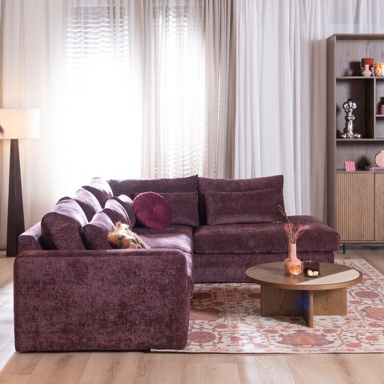 Canapé d’angle Kyle droit chenille violet