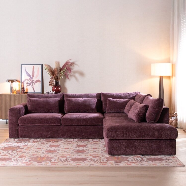 Canapé d’angle Kyle droit chenille violet