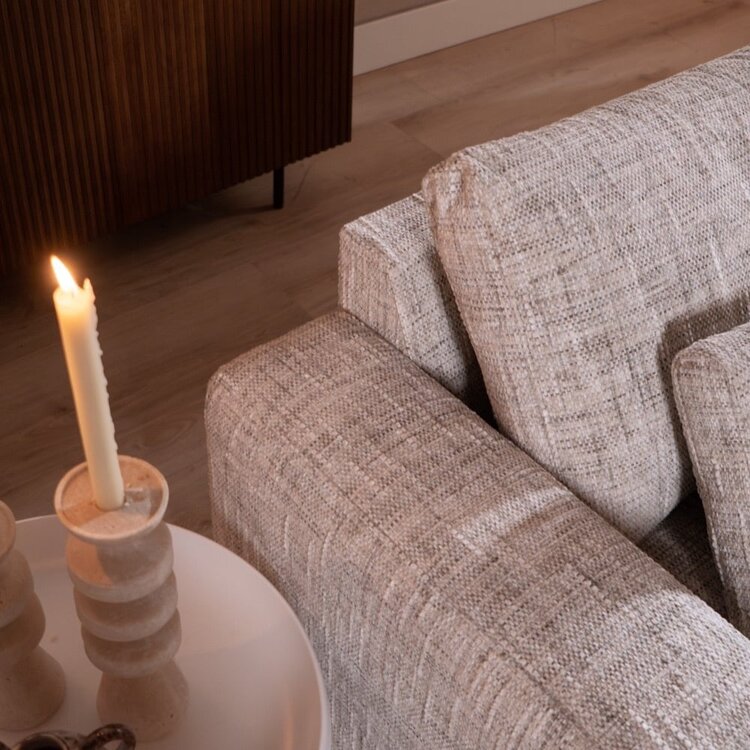 Canapé d’angle Kyle droite chenille sand grey