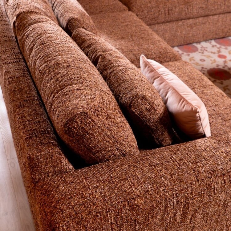 Canapé d’angle Kyle droit chenille rouge