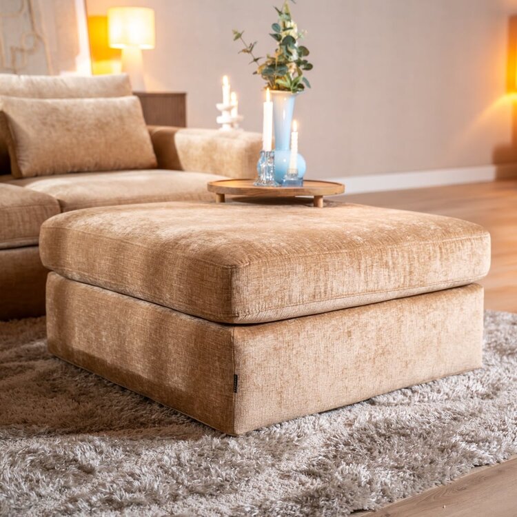 Pouf Kyle en chenille peach