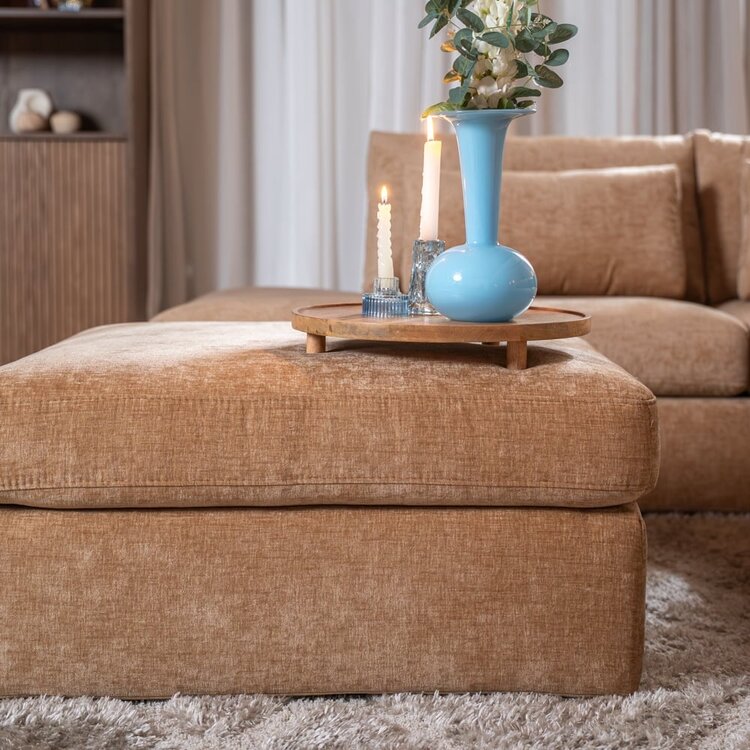 Pouf Kyle en chenille peach