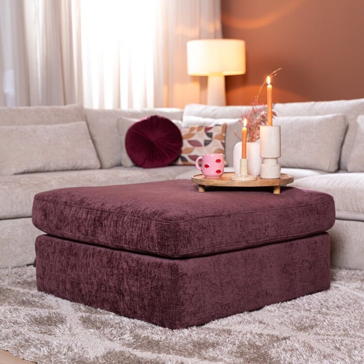 Pouf Kyle en chenille violet