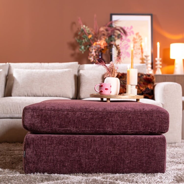 Pouf Kyle en chenille violet