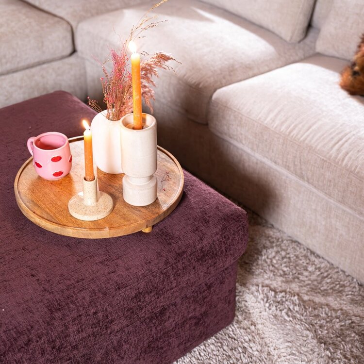 Pouf Kyle en chenille violet