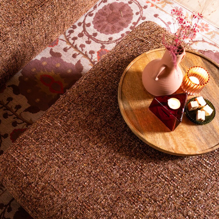 Pouf Kyle en chenille rouge