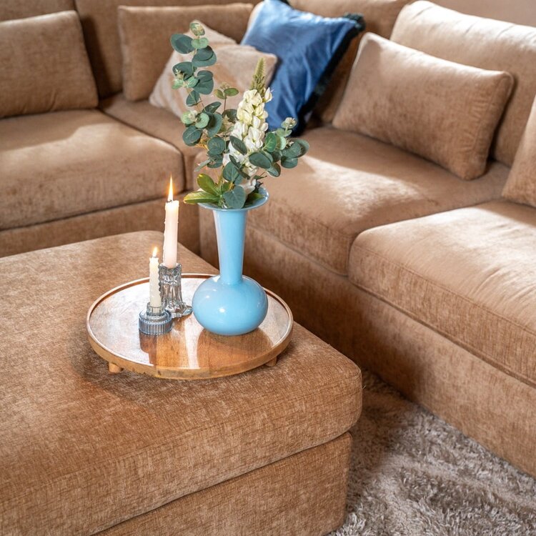 Pouf Kyle en chenille peach