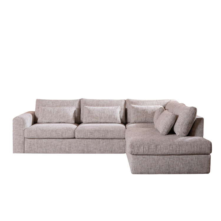 Canapé d’angle Kyle droite chenille sand grey