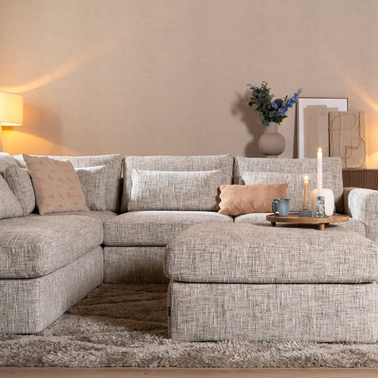 Pouf Kyle en chenille sand grey
