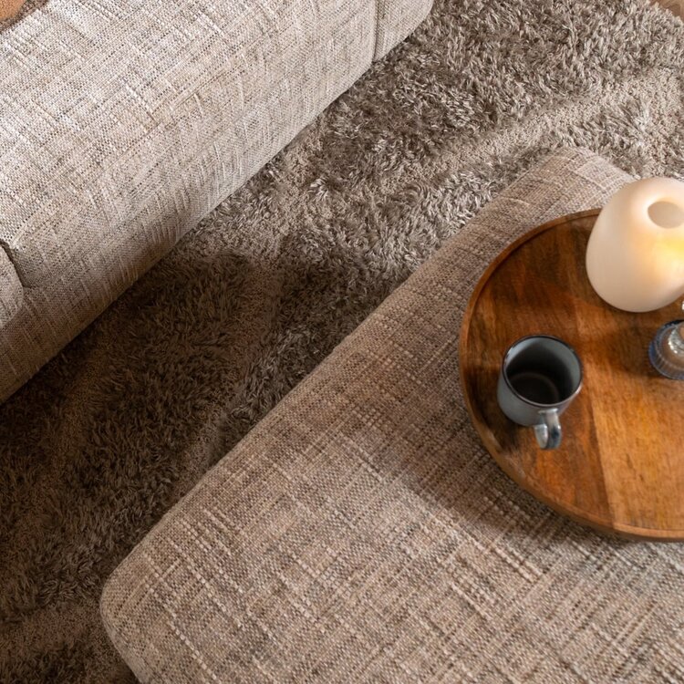 Pouf Kyle en chenille sand grey
