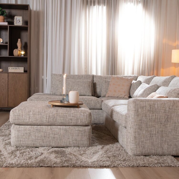 Pouf Kyle en chenille sand grey