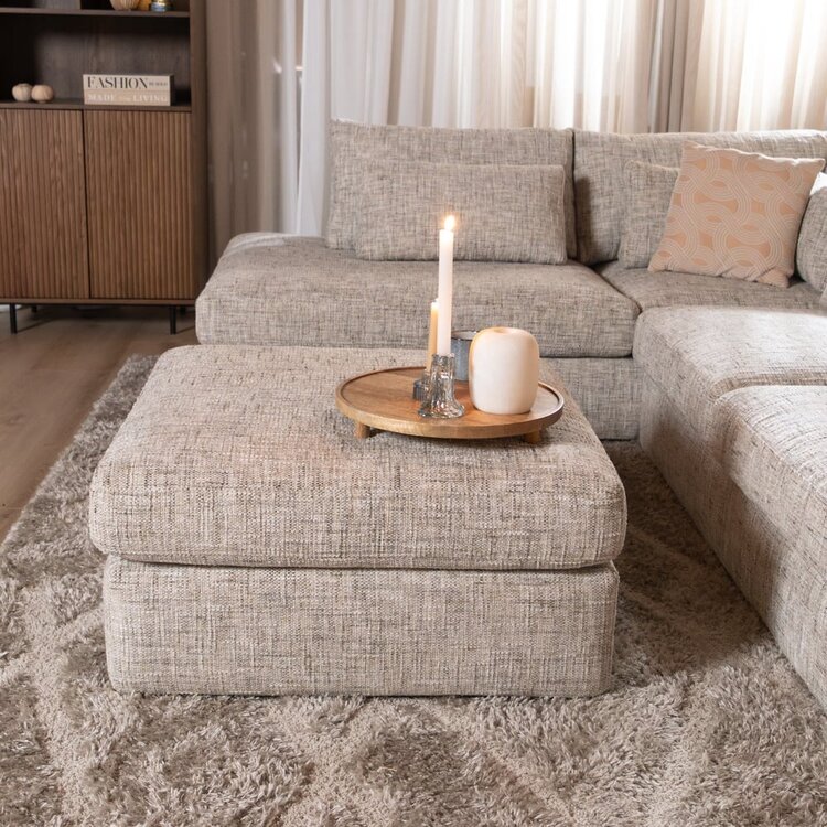 Pouf Kyle en chenille sand grey