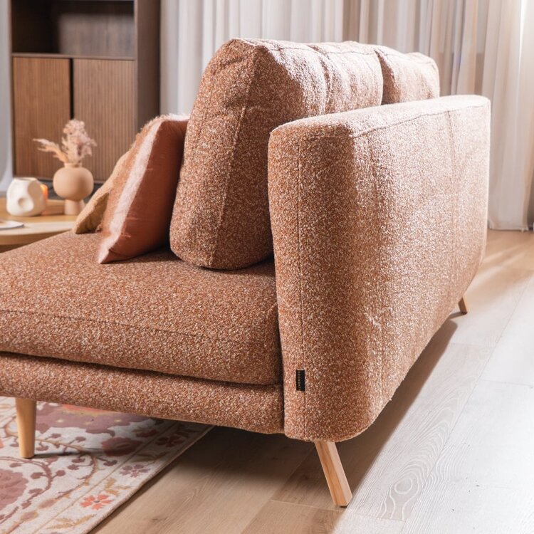 Canapé-lit 2 places Lauri terracotta Bouclé Mélange