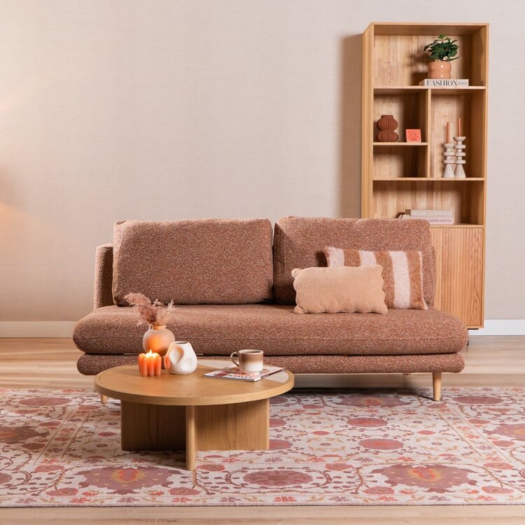 Canapé-lit 2 places Lauri terracotta Bouclé Mélange