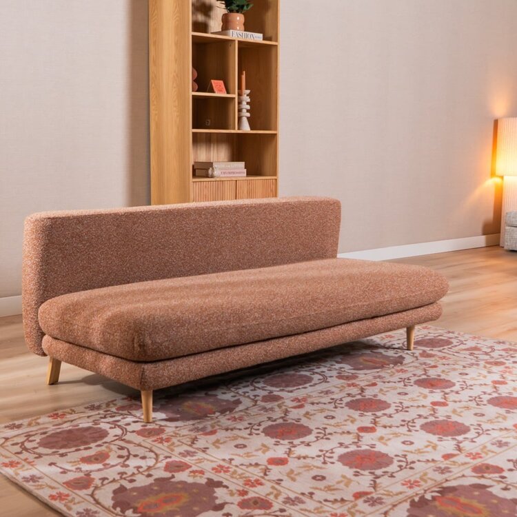 Canapé-lit 2 places Lauri terracotta Bouclé Mélange