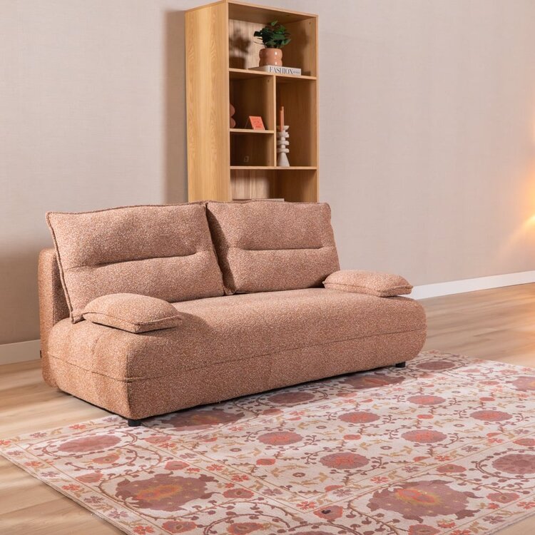 Canapé-lit 2 places Jona terracotta Bouclé Mélange