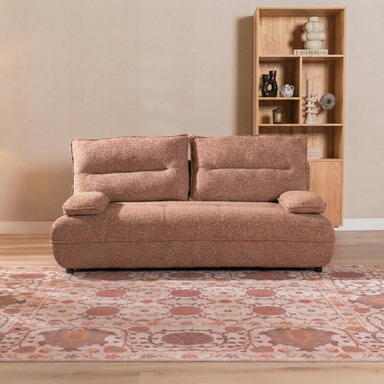 Canapé-lit 2 places Jona terracotta Bouclé Mélange