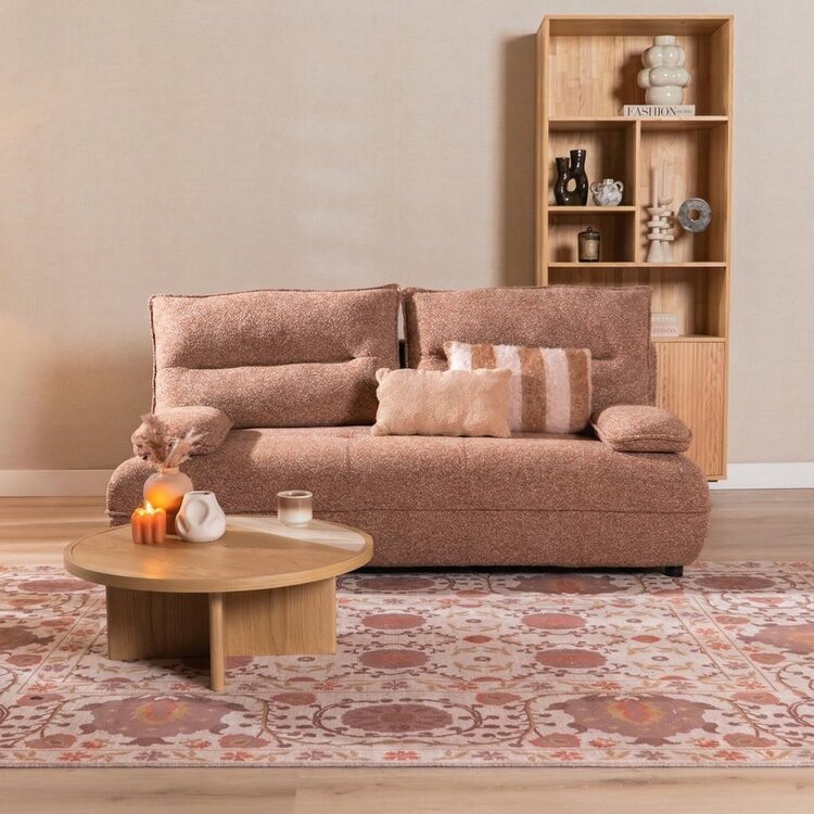 Canapé-lit 2 places Jona terracotta Bouclé Mélange