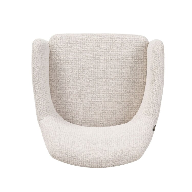 Chaise de salle à manger à roulettes Mona tissu chiné beige