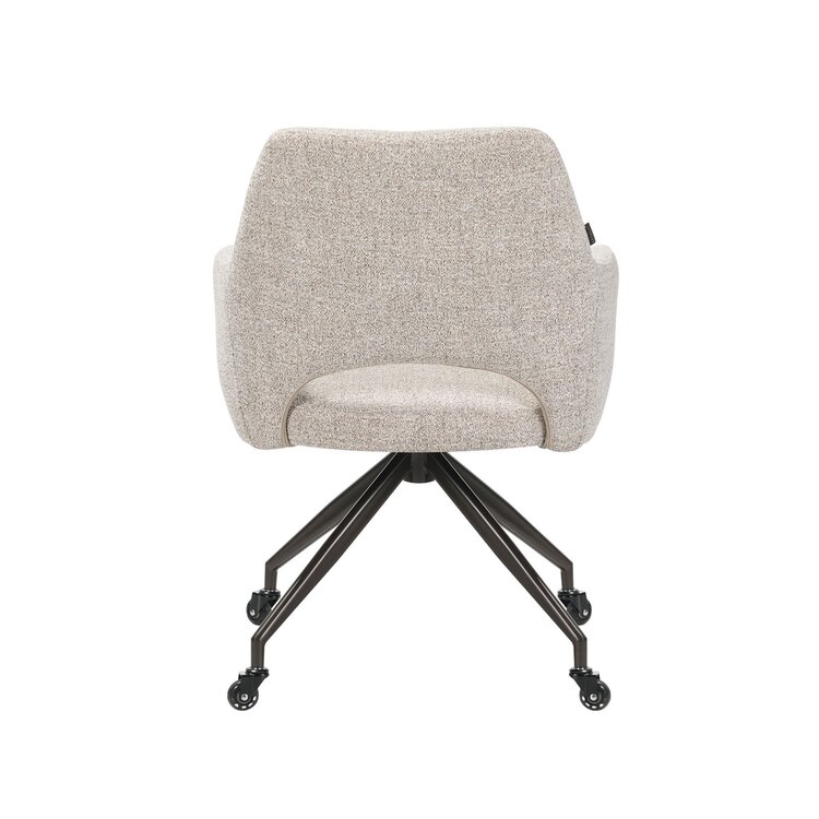 Chaise de salle à manger sur roulettes Mexx tissu chiné off white/brun