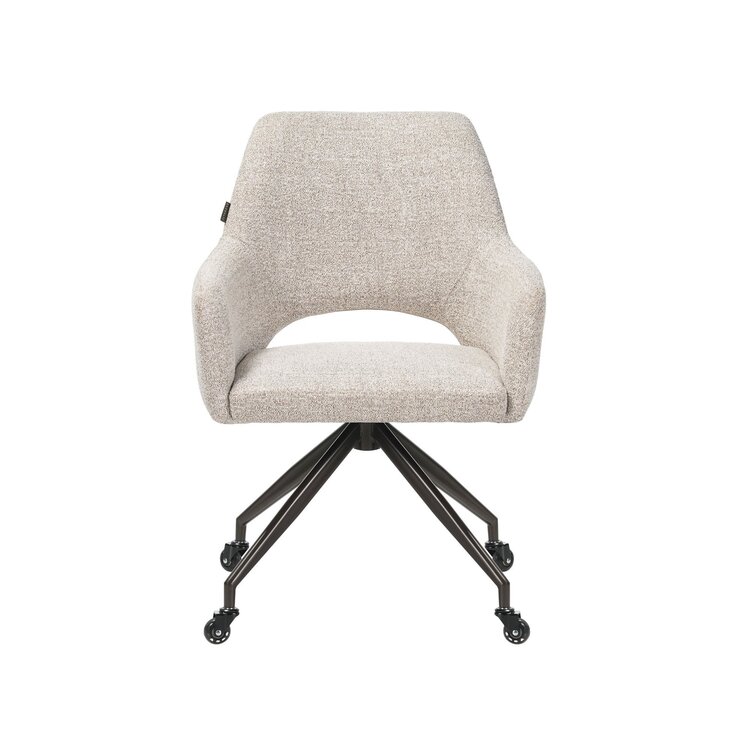 Chaise de salle à manger sur roulettes Mexx tissu chiné off white/brun