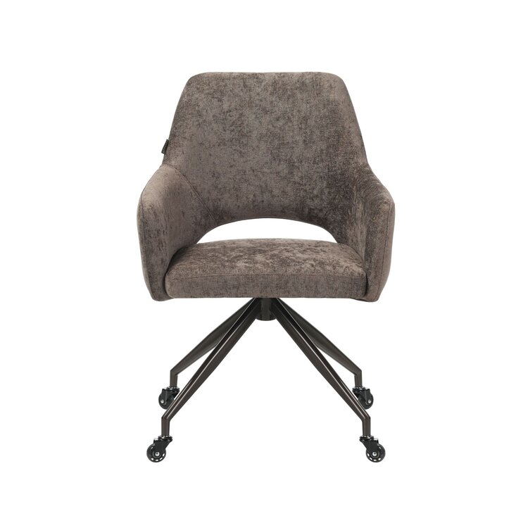 Chaise de salle à manger à roulettes Mexx velours marron