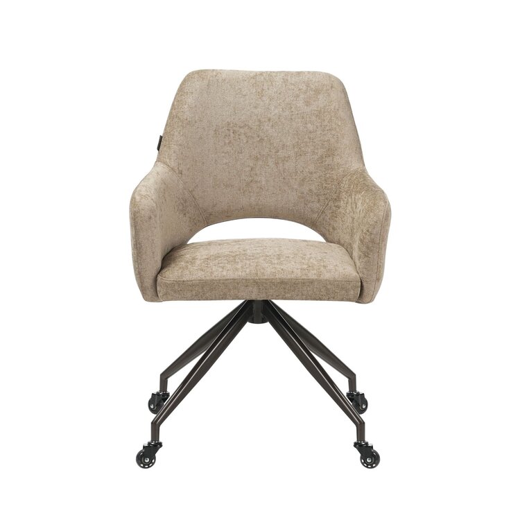 Chaise de salle à manger à roulettes Mexx velours taupe