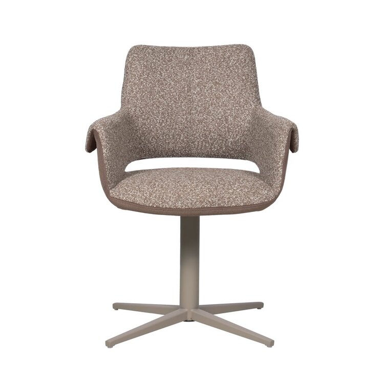 Chaise de salle à manger Jules pivotante bouclé brun