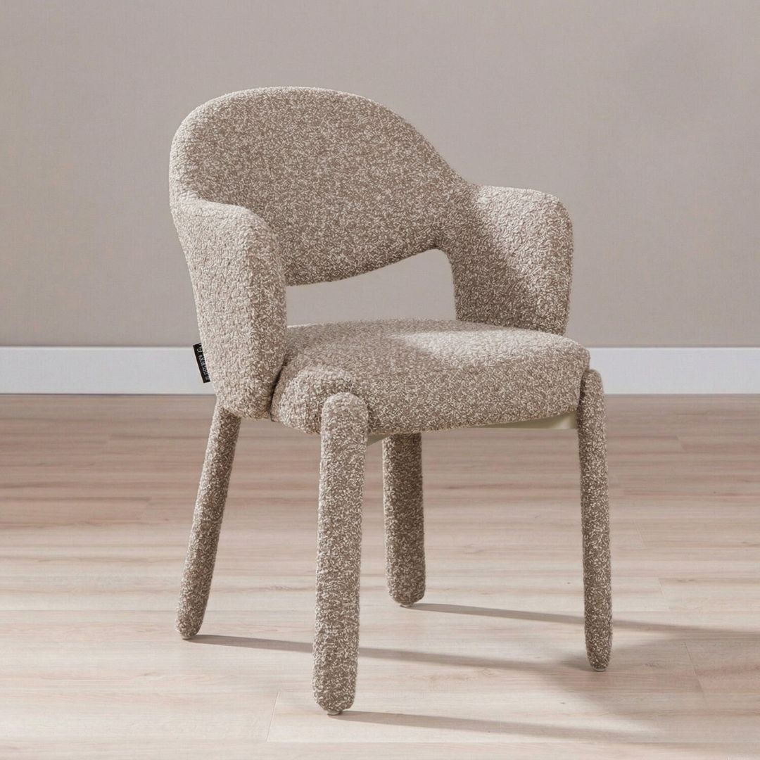 Chaise de salle à manger June bouclé brun