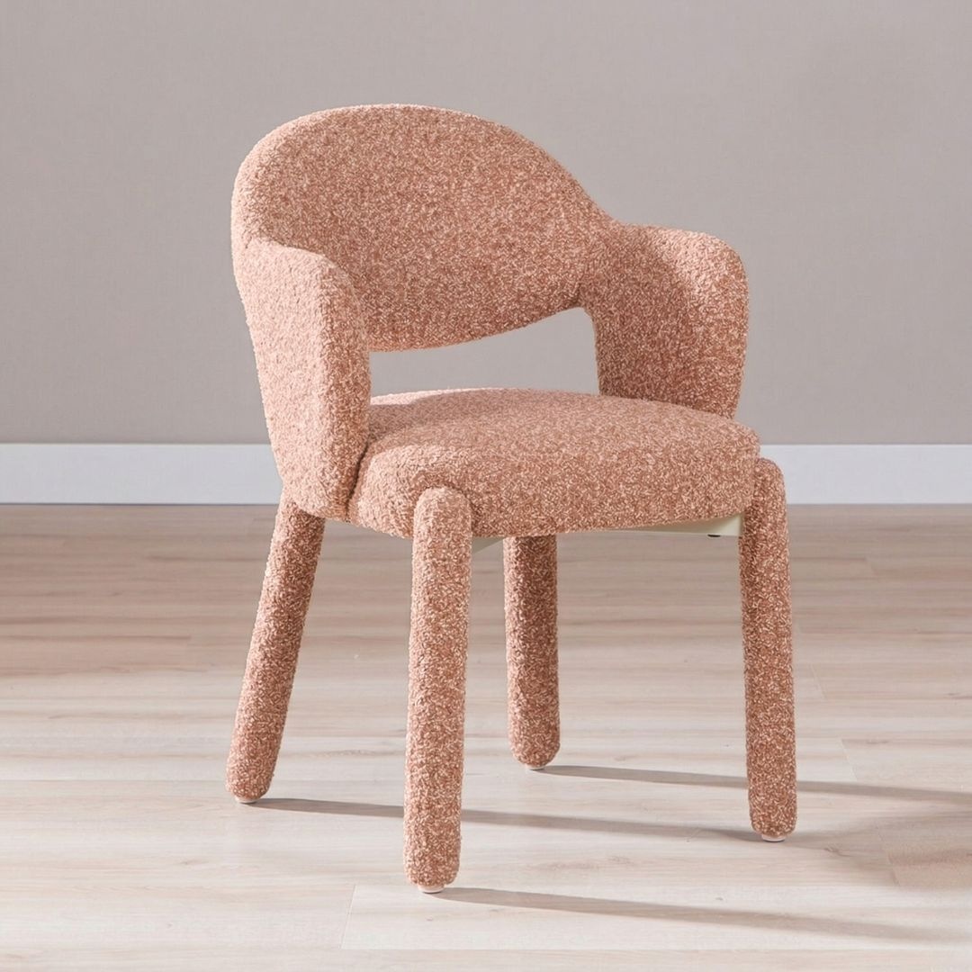 Chaise de salle à manger June bouclé terracotta
