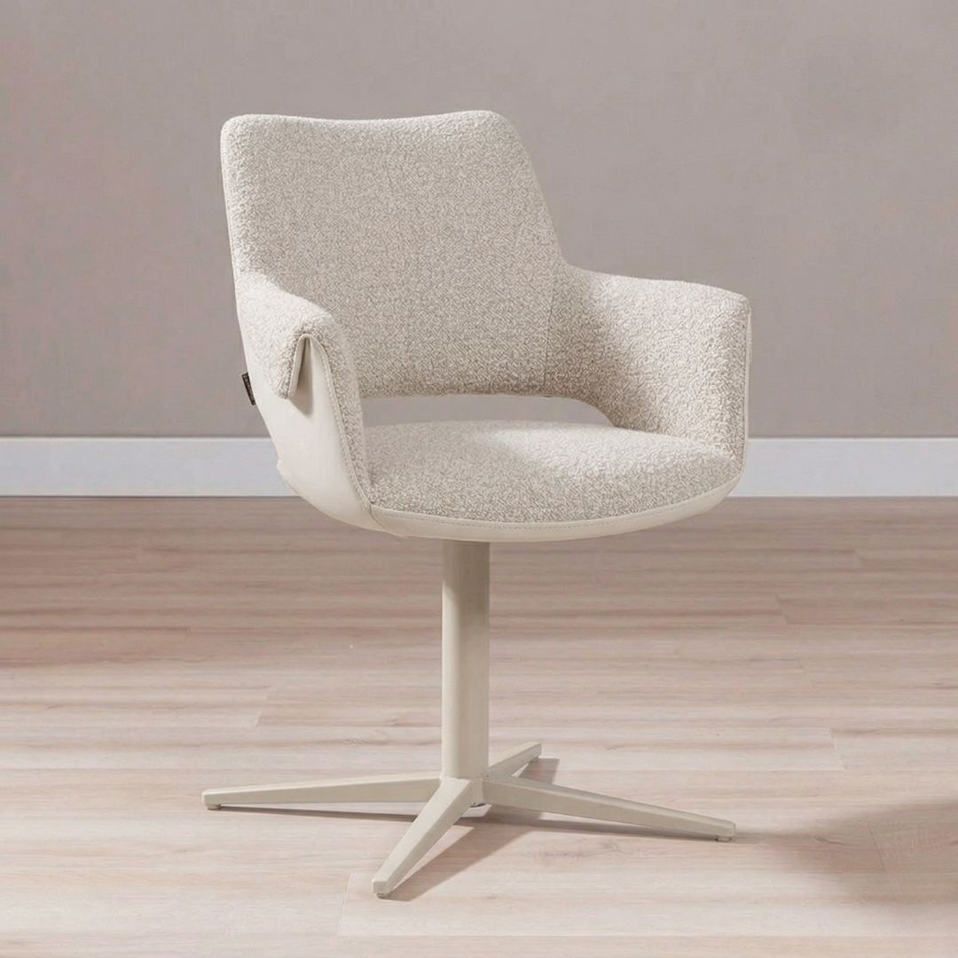 Chaise de salle à manger Jules pivotante bouclé taupe