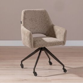 Chaise de salle à manger à roulettes Mexx velours taupe