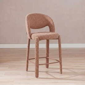 Tabouret de bar June bouclé terracotta 70 cm