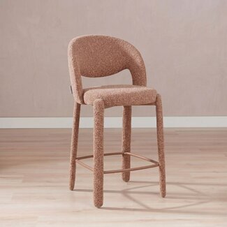 Tabouret de bar June bouclé terracotta 70 cm