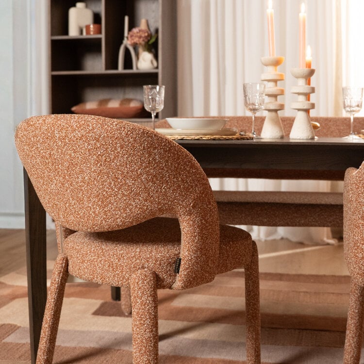 Chaise de salle à manger Dean bouclé terracotta