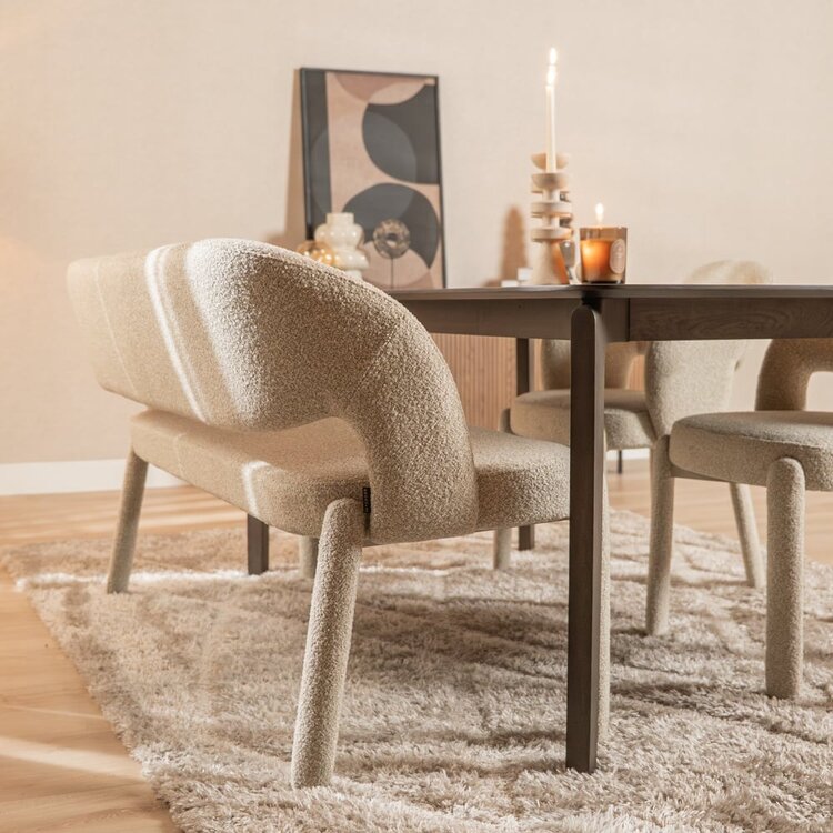 Banc de salle à manger June bouclé taupe 160 cm