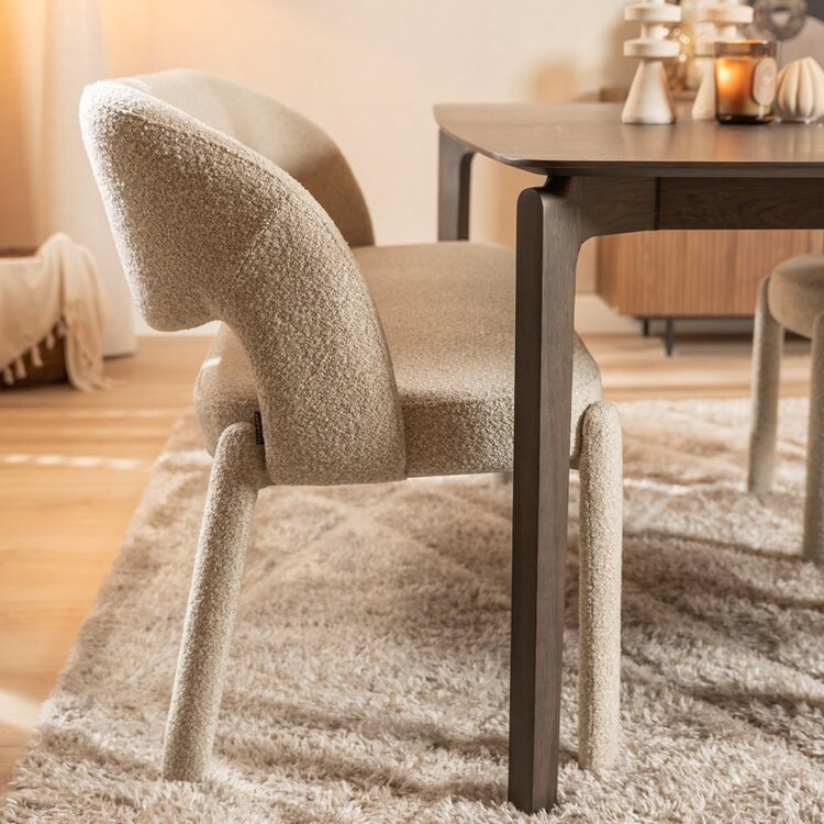 Banc de salle à manger June bouclé taupe 160 cm