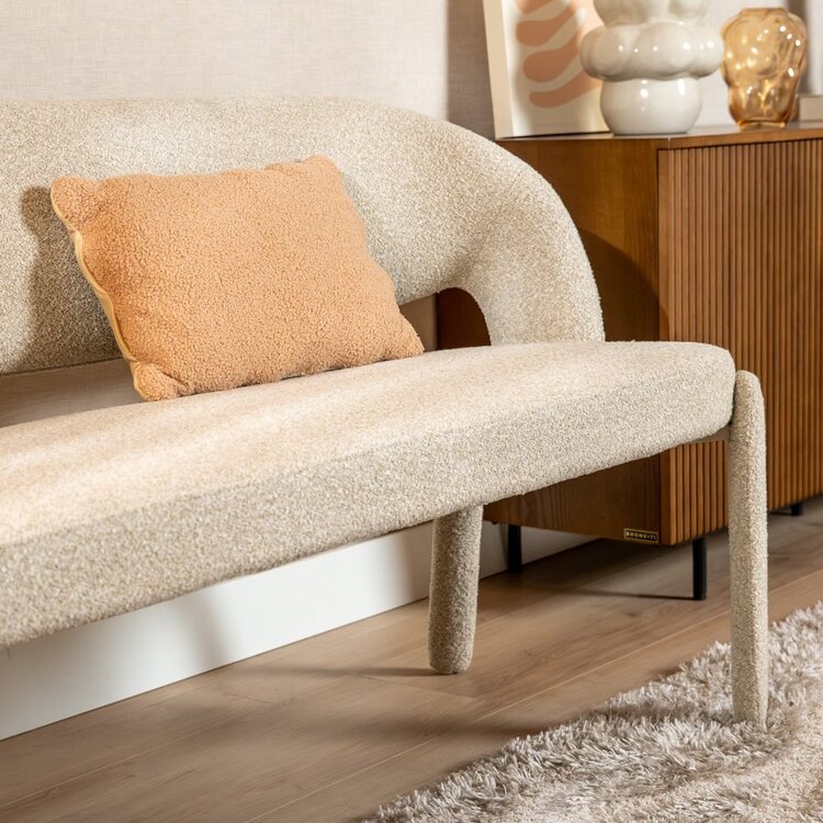 Banc de salle à manger June bouclé taupe 160 cm