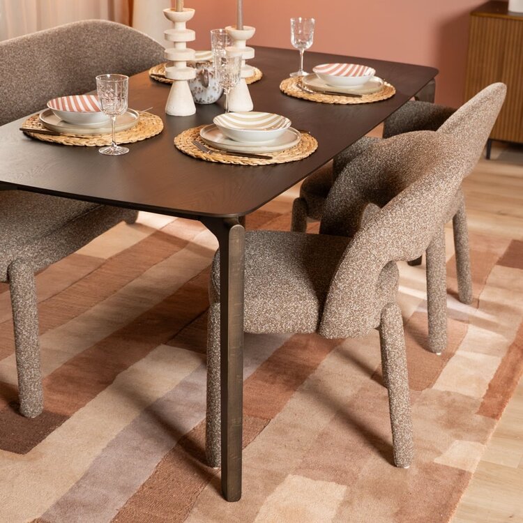 Chaise de salle à manger Dean bouclé brun