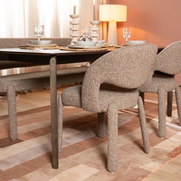 Chaise de salle à manger Dean bouclé brun